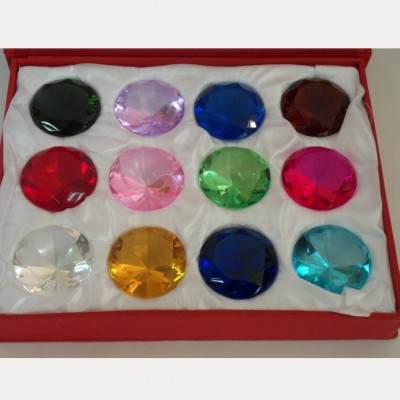 Разноцветные кристаллы, 4 см, 12 шт. Набор из 12-ти разноцветных кристаллов диаметром 4 см