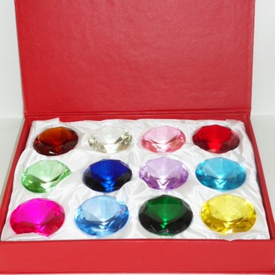 Разноцветные кристаллы, 6 см, 12 шт. Набор из 12-ти разноцветных кристаллов диаметром 6 см