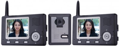 Беспроводнoй видеодомофон с записью, модель 3502 Комплект беспроводного цветного видеодомофона с функцией записи состоит из одной камеры и двух мониторов.