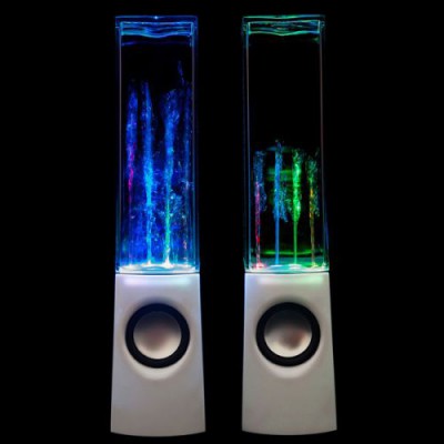 Светомузыкальные колонки Аудио колонки в виде танцующих цветомузыкальных фонтанов можно подключать к iPhone, iPod, PC, мини музыкальному центру или аналогичному аудио устройству.