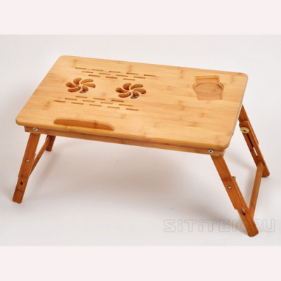 Столик для ноутбука SITITEK Bamboo 2 Красивый, легкий и прочный столик для ноутбука из экологически чистого материала — бамбука, с подставкой для мышки, выдвижным ящичком для мелочей, системой охлаждения.