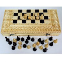 Деревянные шахматы в резном ларце 50 см